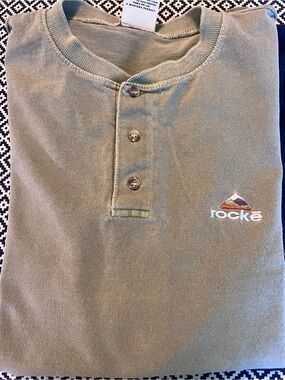 Vintage Rockē Olive Green Henley Shirt for Men